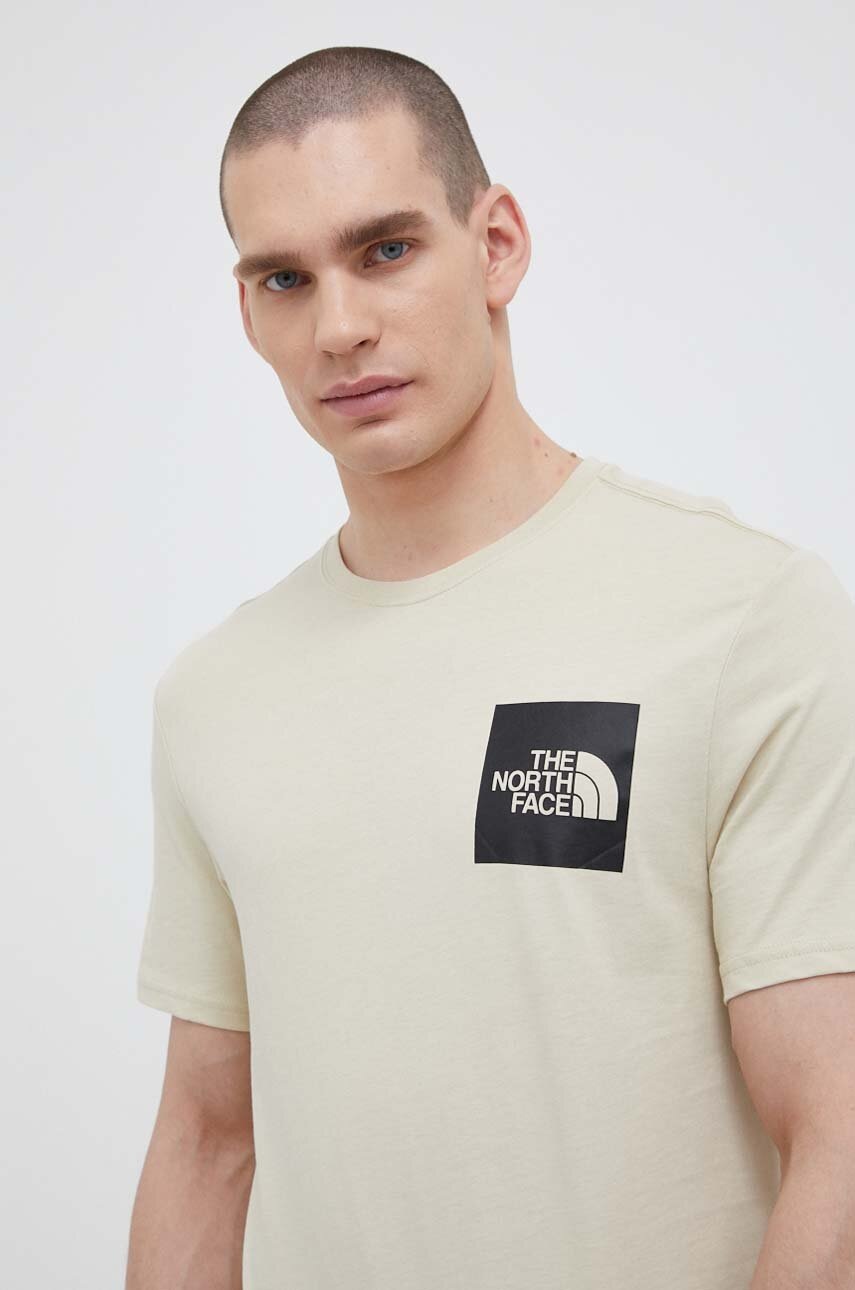 

Хлопковая футболка The North Face цвет бежевый с принтом