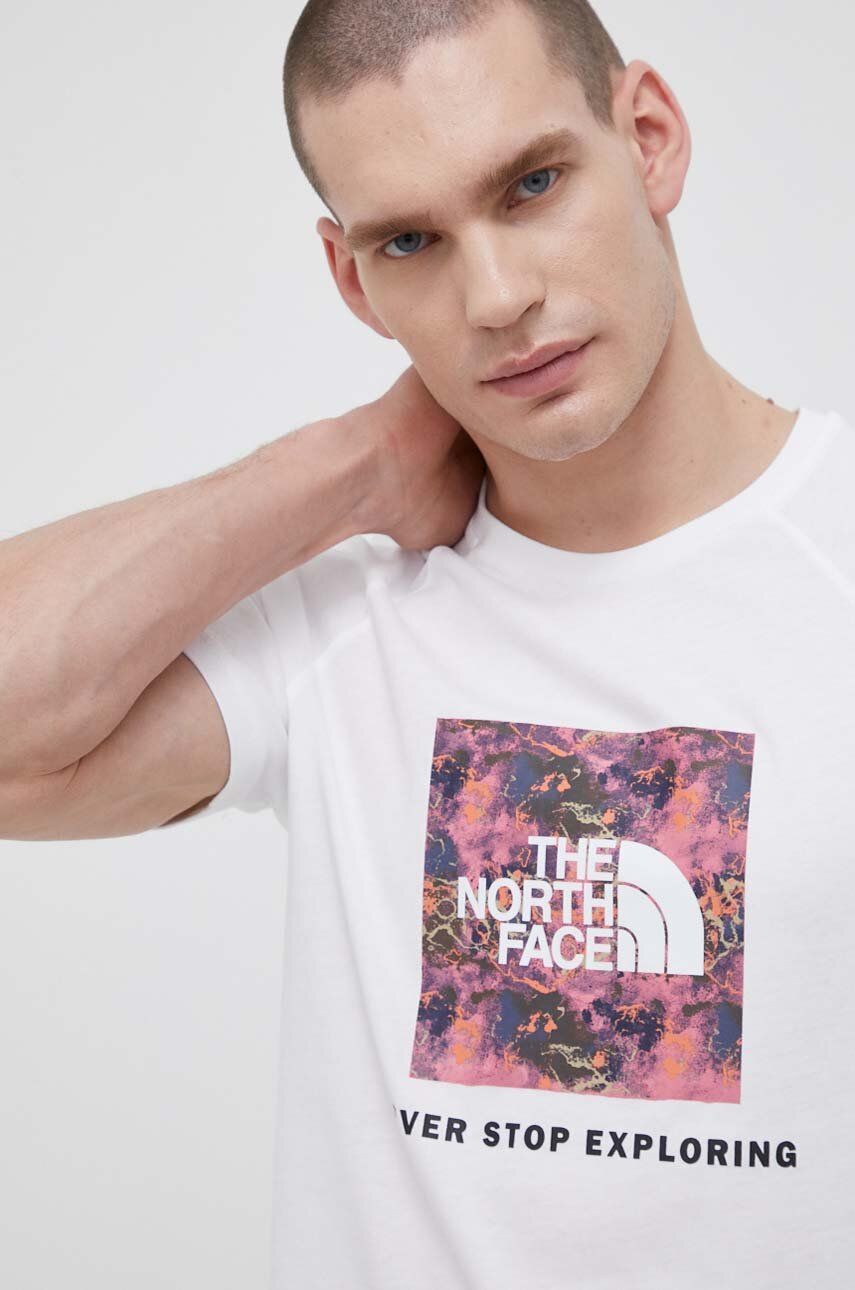 The North Face tricou din bumbac culoarea alb, cu imprimeu Alb imagine noua