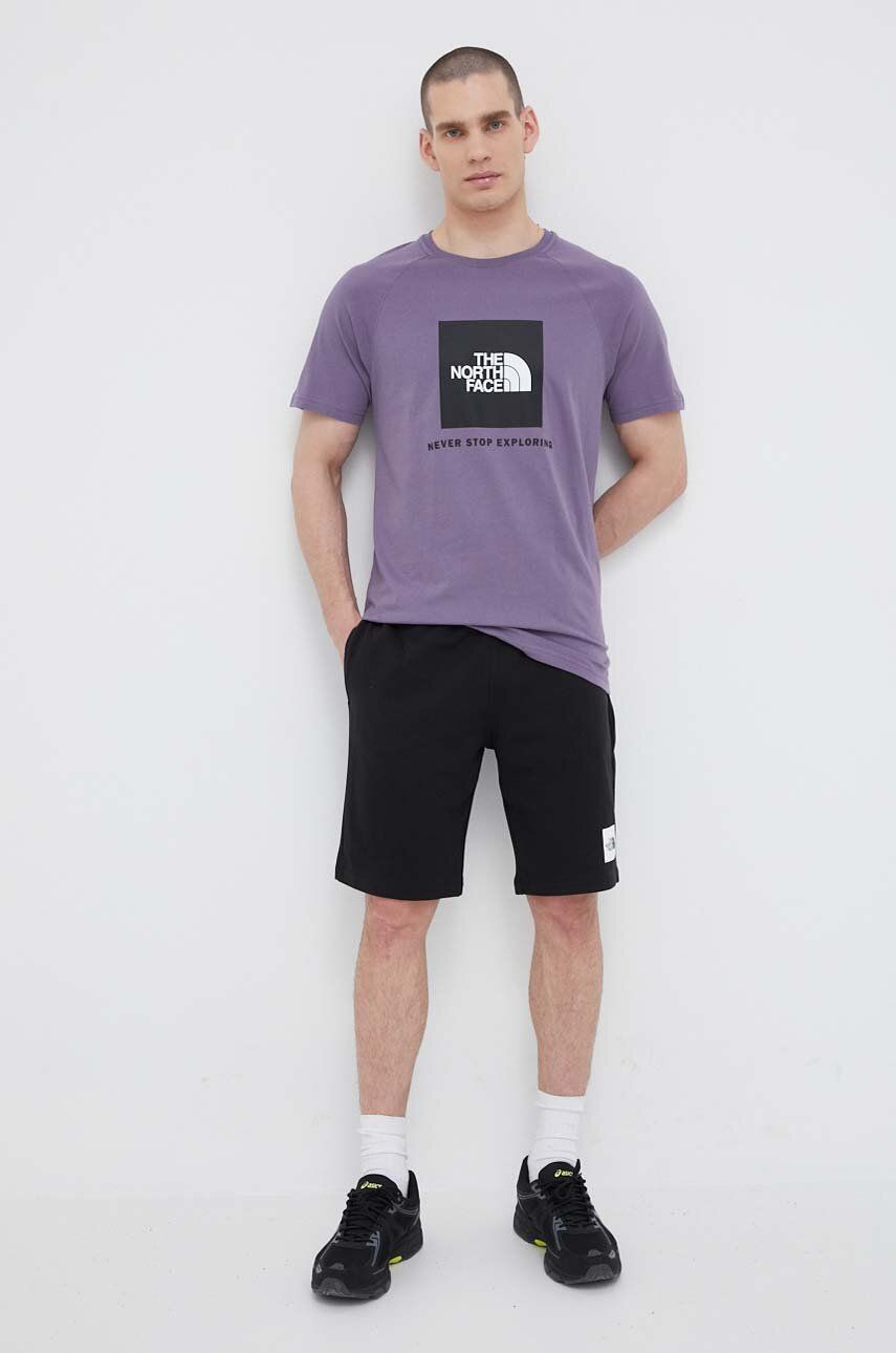 The North Face tricou din bumbac culoarea violet, cu imprimeu