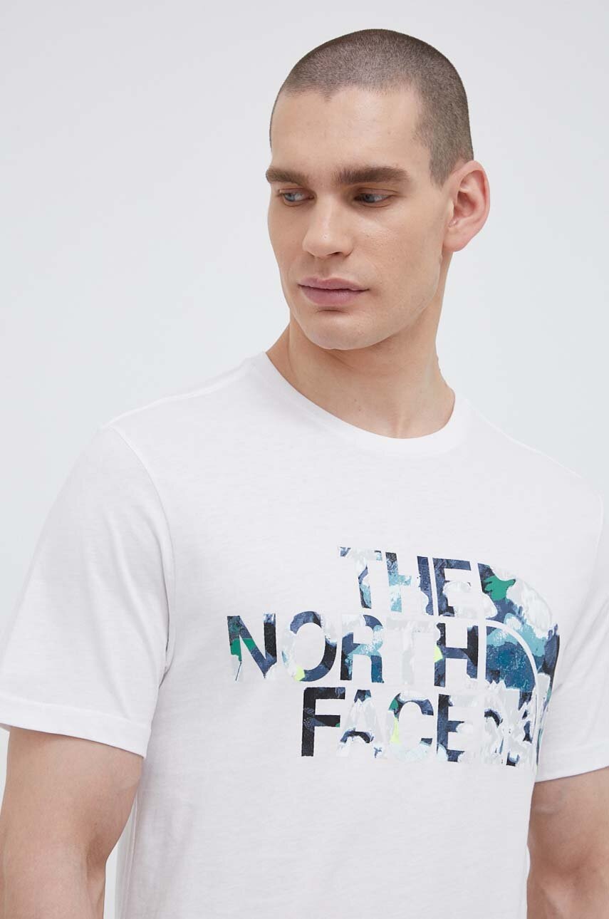 

Памучна тениска The North Face в бяло с принт, Бял