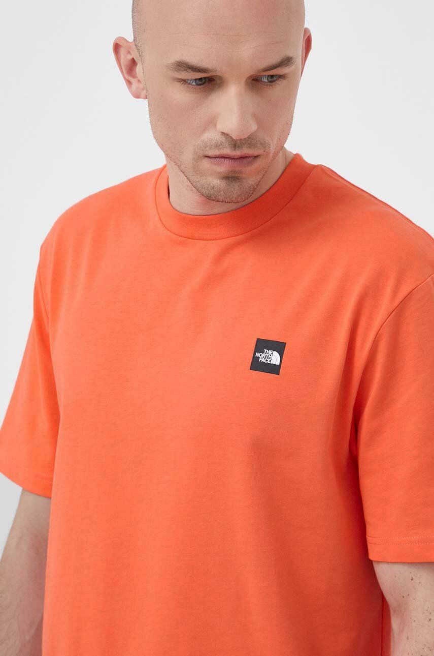 The North Face tricou din bumbac culoarea portocaliu, cu imprimeu