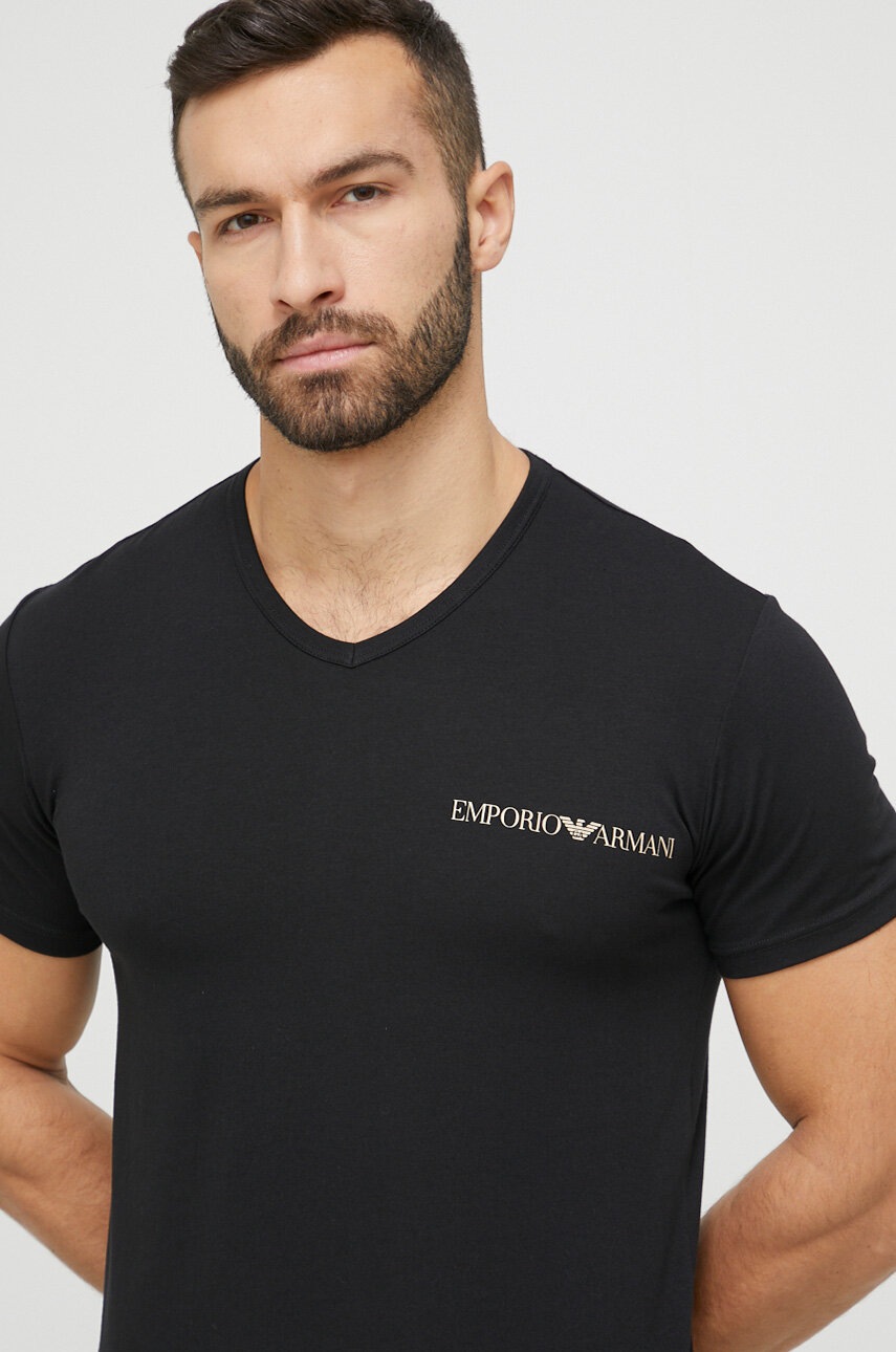 

Футболка лаунж Emporio Armani Underwear 2 шт цвет чёрный с принтом