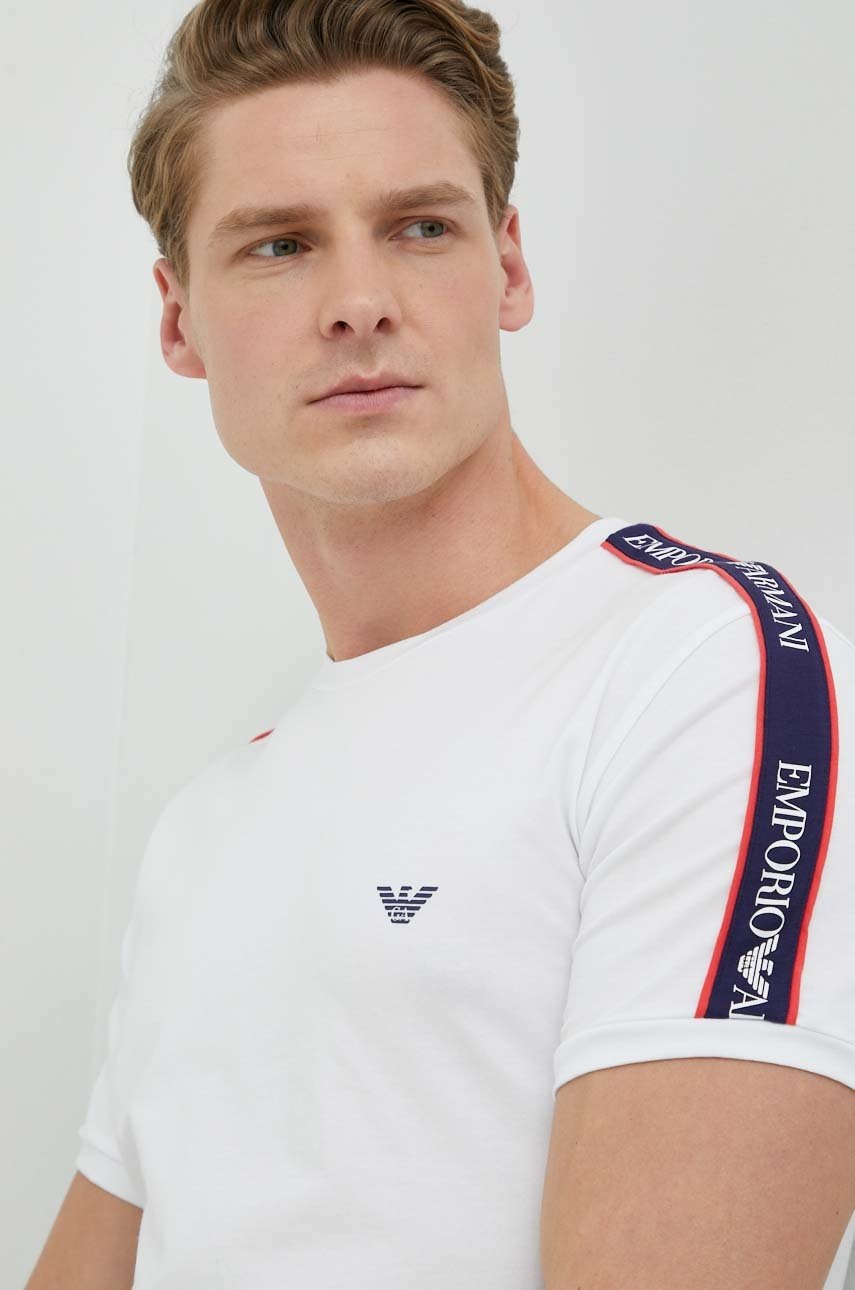 

Домашна тениска Emporio Armani Underwear в бяло с принт, Бял