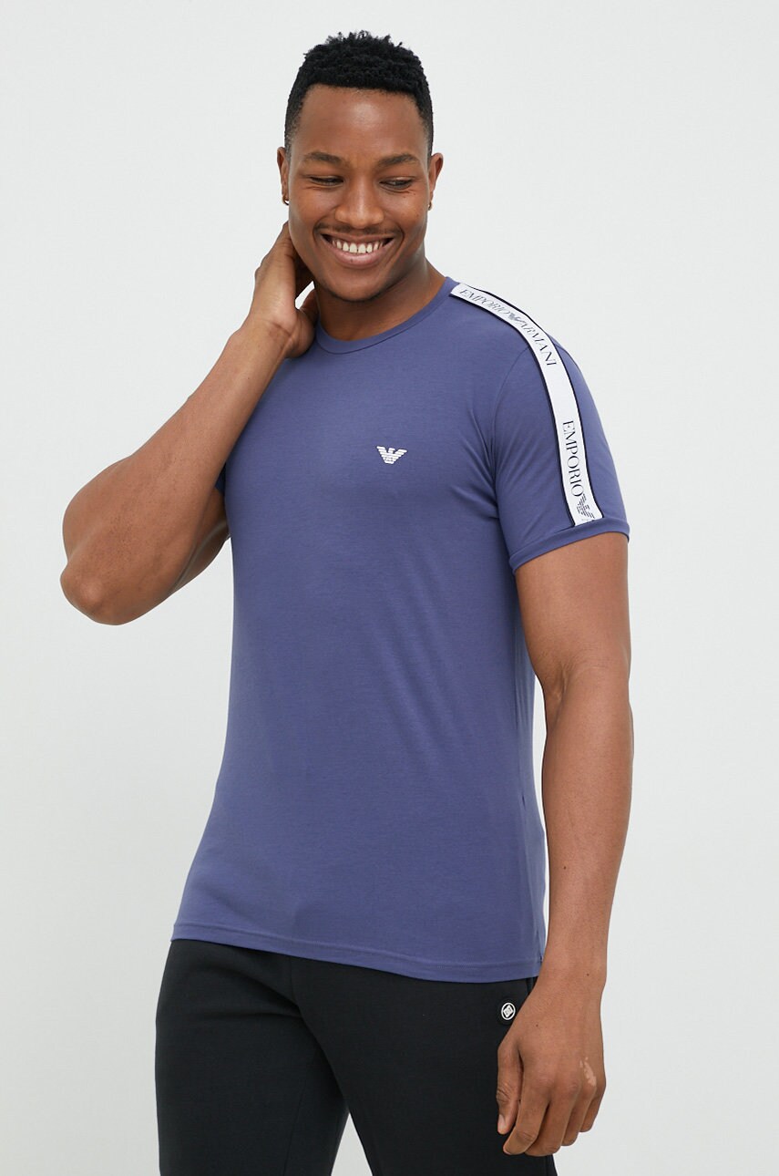 Emporio armani underwear tricou lounge culoarea albastru marin, cu imprimeu