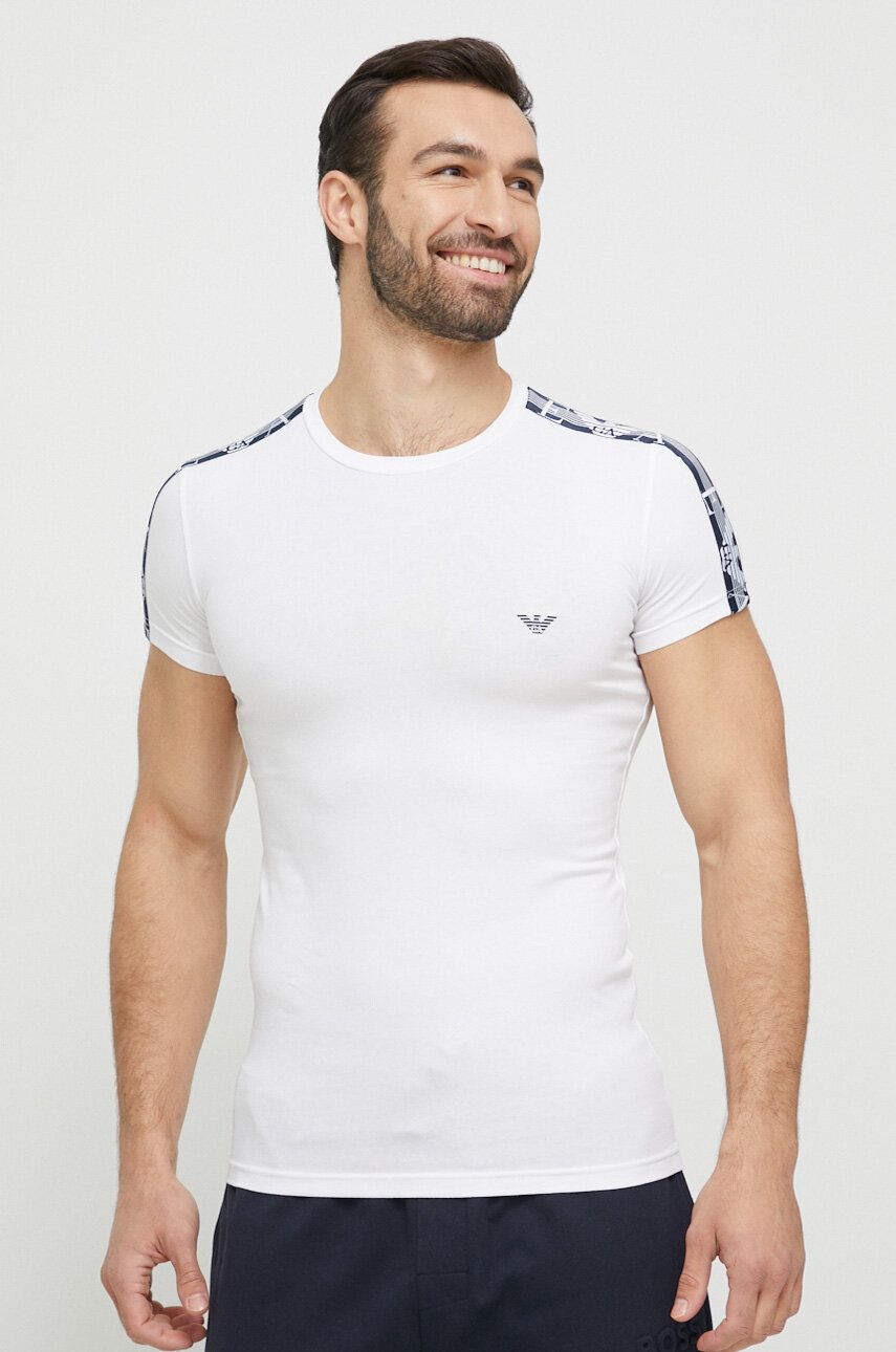 Tričko Emporio Armani Underwear bílá barva, s aplikací - bílá -  Hlavní materiál: 95 % Bavlna