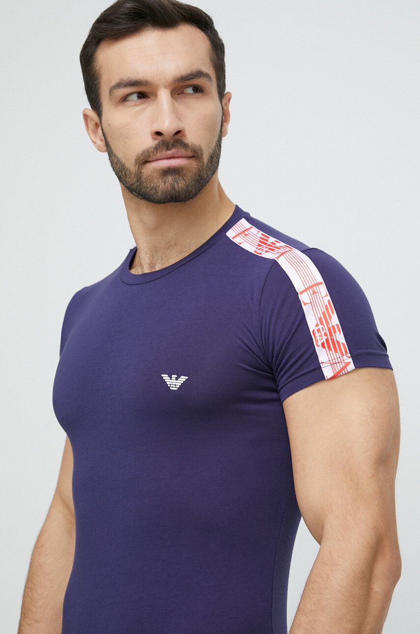 Tričko Emporio Armani Underwear tmavomodrá barva, s aplikací - námořnická modř -  Hlavní materi