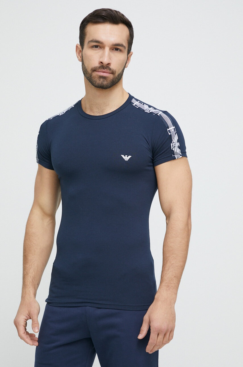 

Домашна тениска Emporio Armani Underwear в тъмносиньо с апликация, Тъмносин