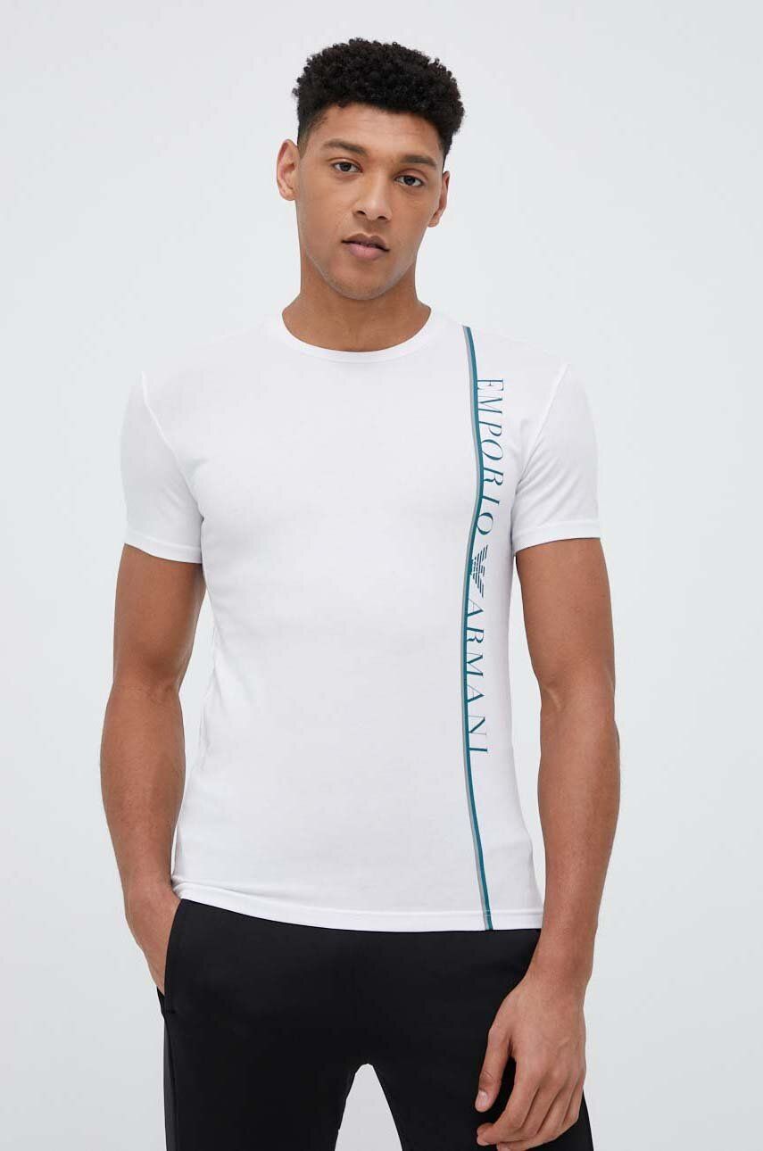 Tričko Emporio Armani Underwear biela farba, vzorované
