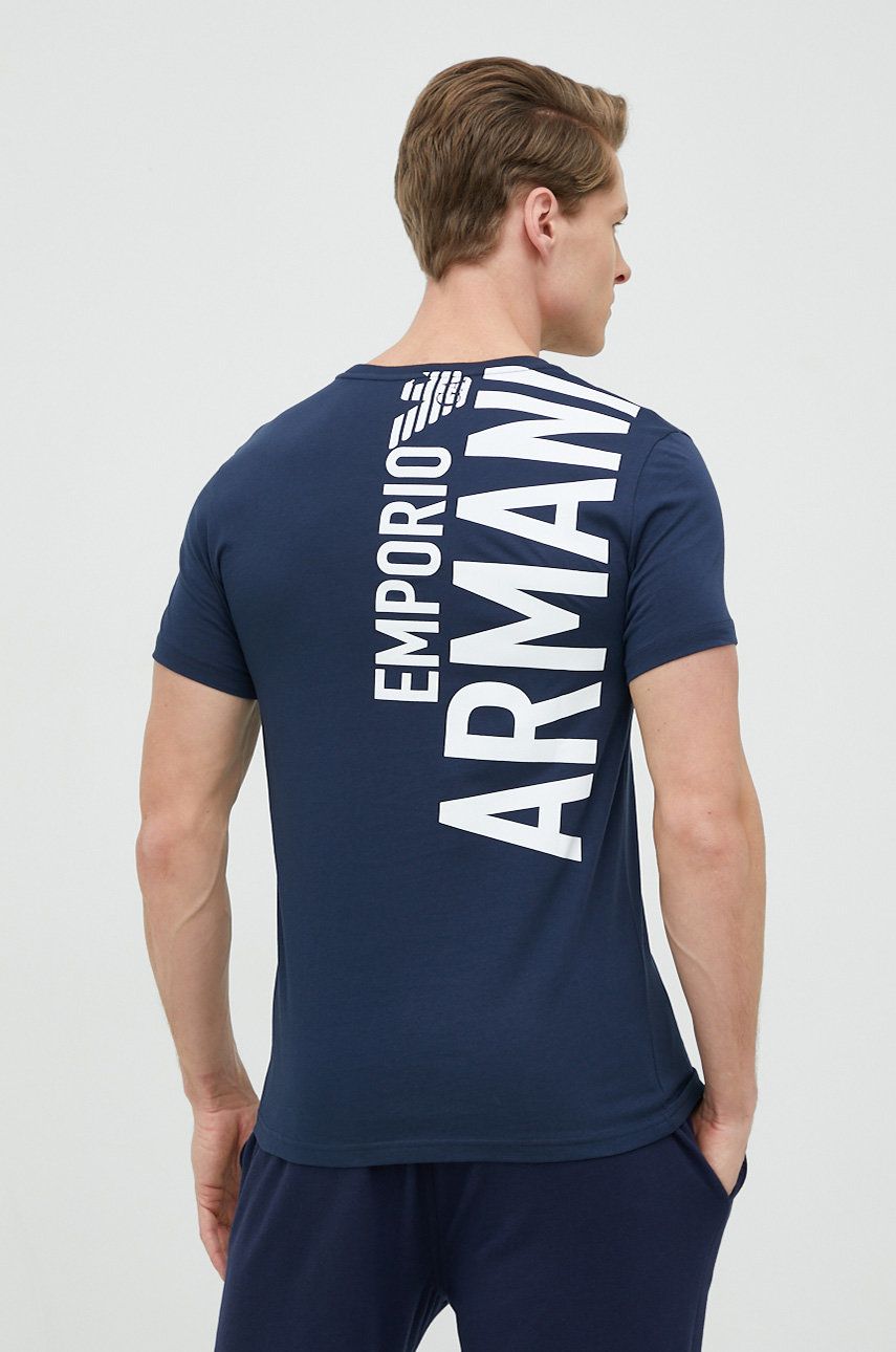 Emporio Armani Underwear tricou din bumbac culoarea albastru marin, neted albastru imagine noua