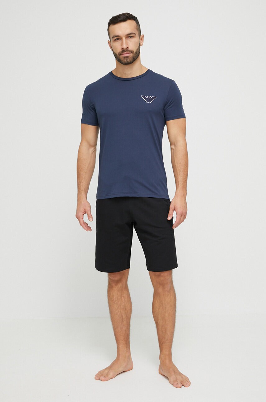 Emporio armani underwear tricou din bumbac culoarea albastru marin, cu imprimeu