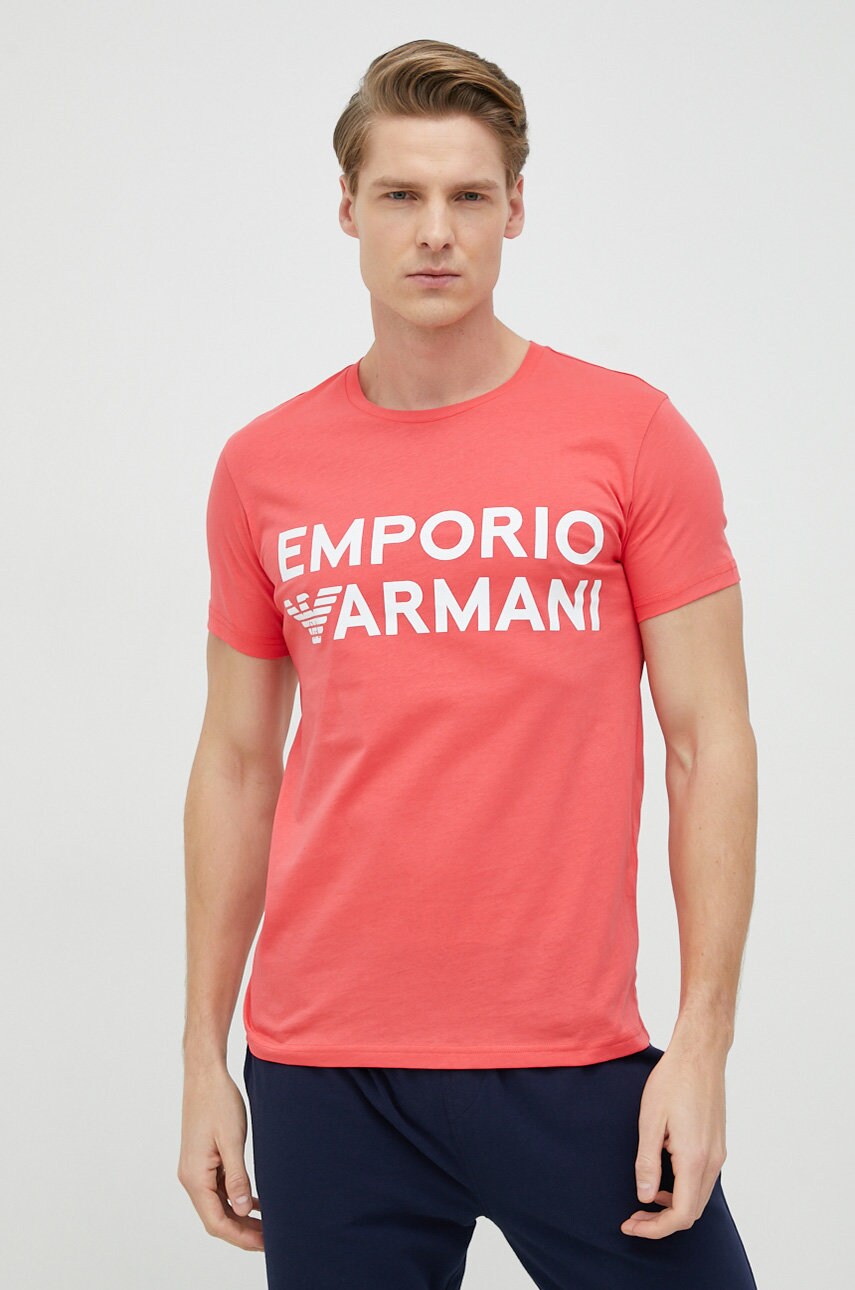 Emporio armani underwear tricou de pijama din bumbac culoarea rosu, modelator