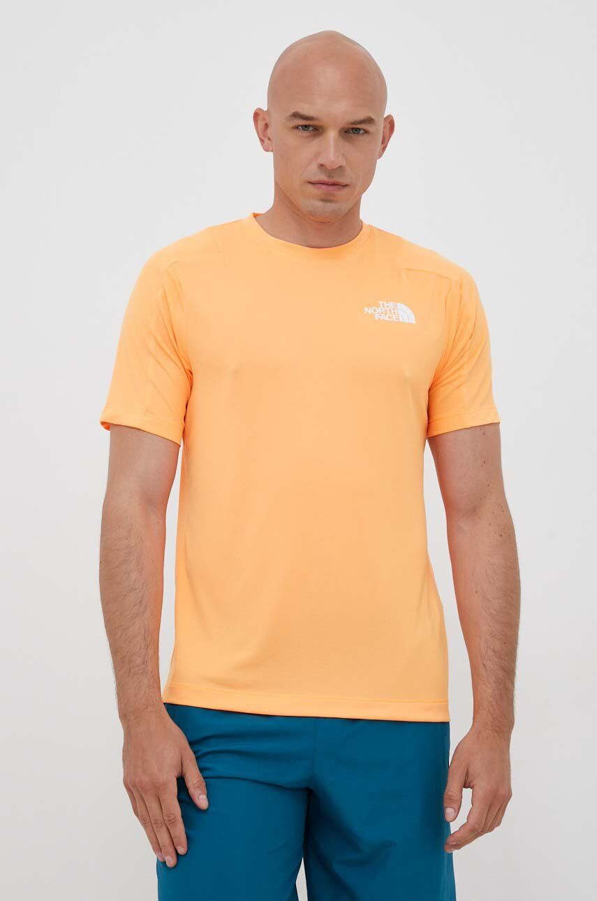 The North Face tricou sport Mountain Athletics culoarea portocaliu, modelator