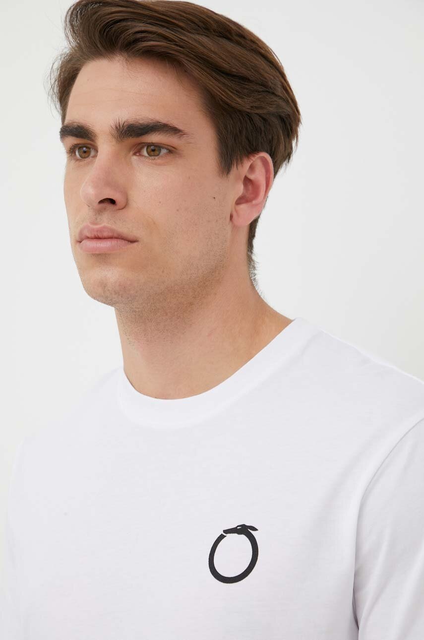

Памучна тениска Trussardi в бяло с принт, Бял