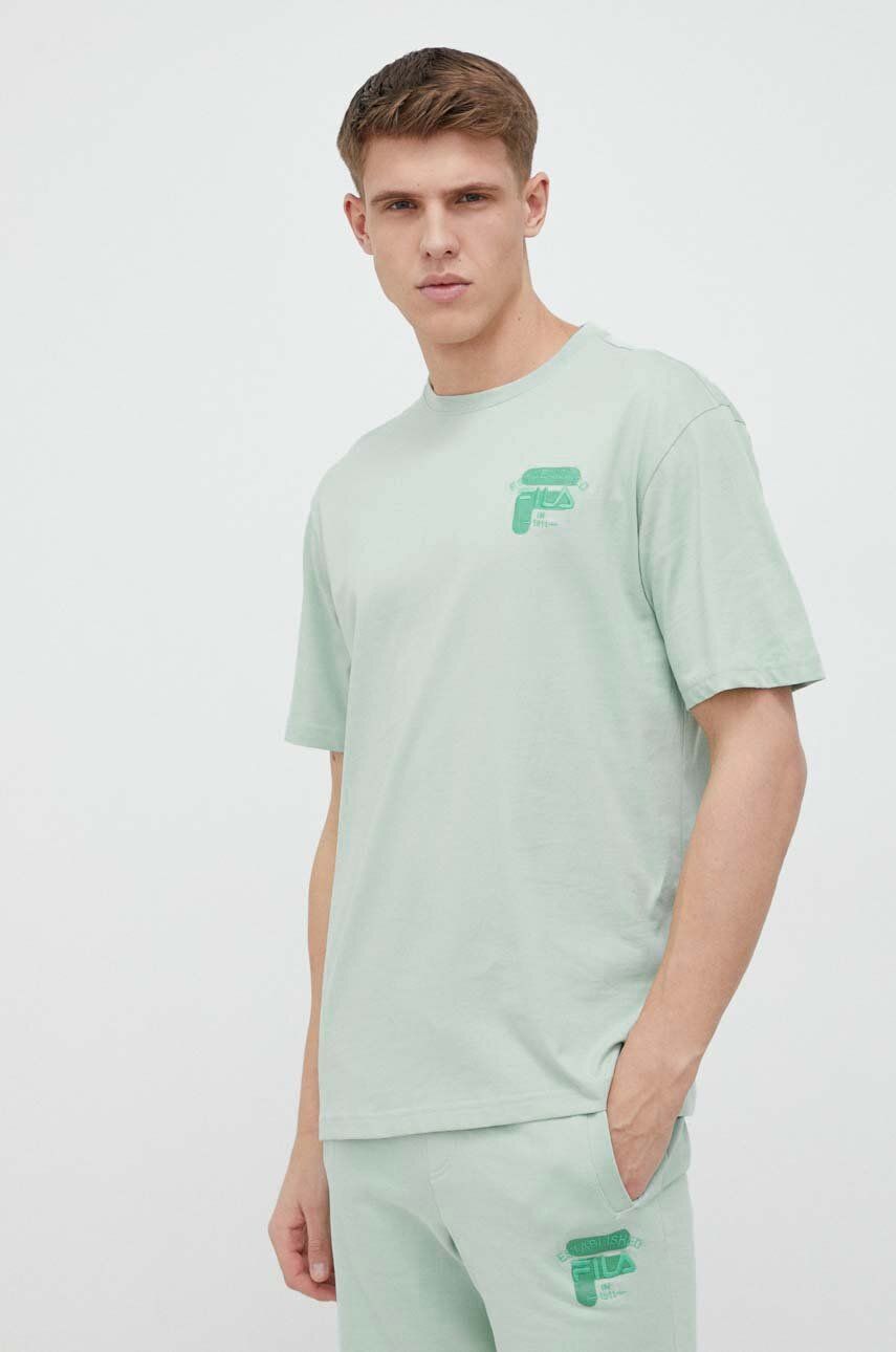 Bavlněné tričko Fila tyrkysová barva, s potiskem - tyrkysová -  100 % Bavlna