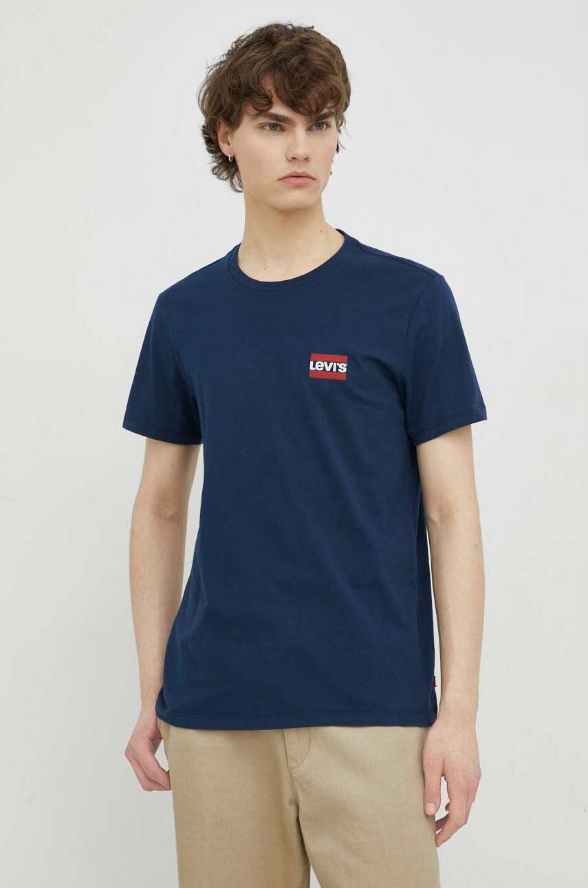 Bavlněné tričko Levi′s 2-pack černá barva, s potiskem - černá -  100 % Bavlna