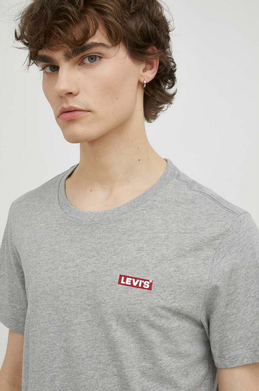 

Памучна тениска Levi' (2 броя) в черно с принт, Черен
