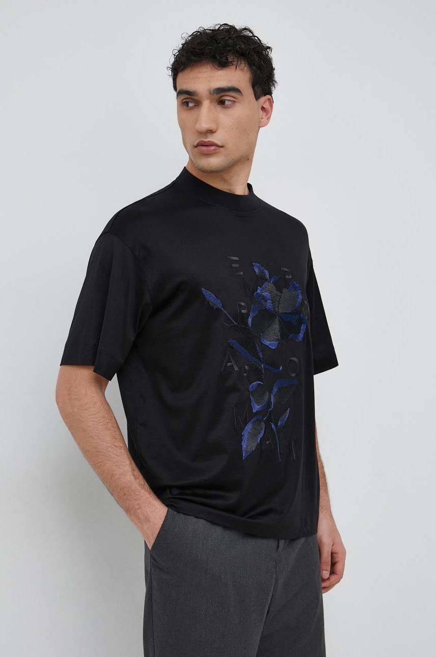 Emporio Armani tricou barbati, culoarea negru, cu imprimeu answear.ro imagine noua