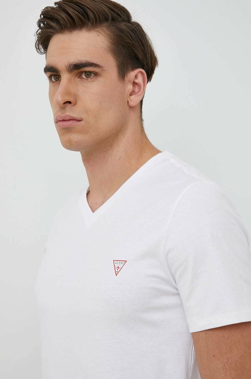 

Памучна тениска Guess В бяло с изчистен дизайн, Бял