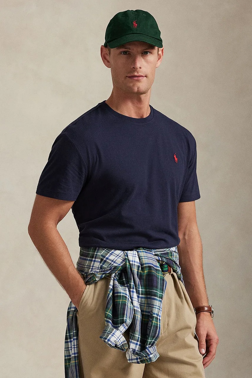 Levně Bavlněné tričko Polo Ralph Lauren pánské, černá barva, 710707087