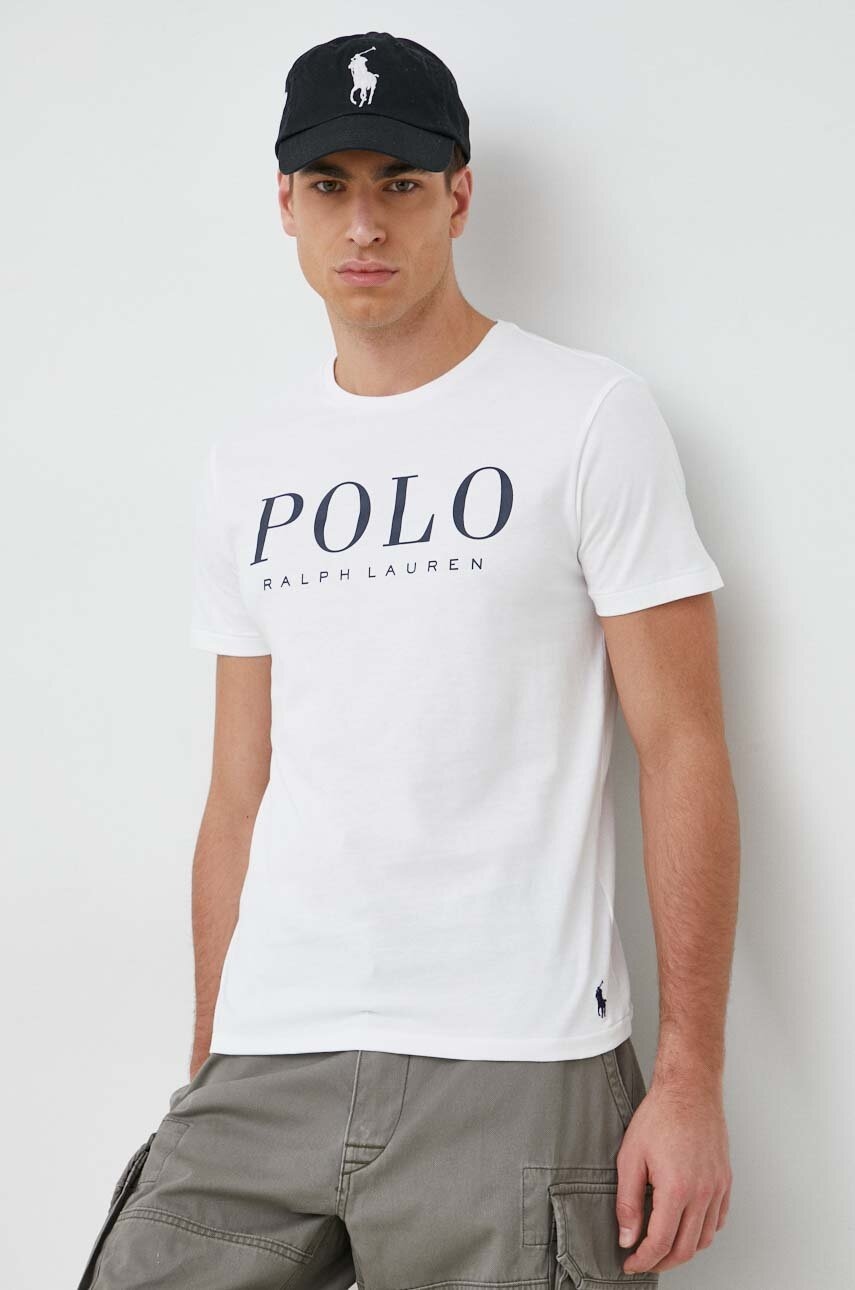 

Памучна тениска Polo Ralph Lauren в бяло с принт, Бял
