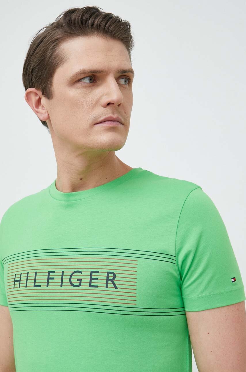 

Бавовняна футболка Tommy Hilfiger колір зелений з принтом