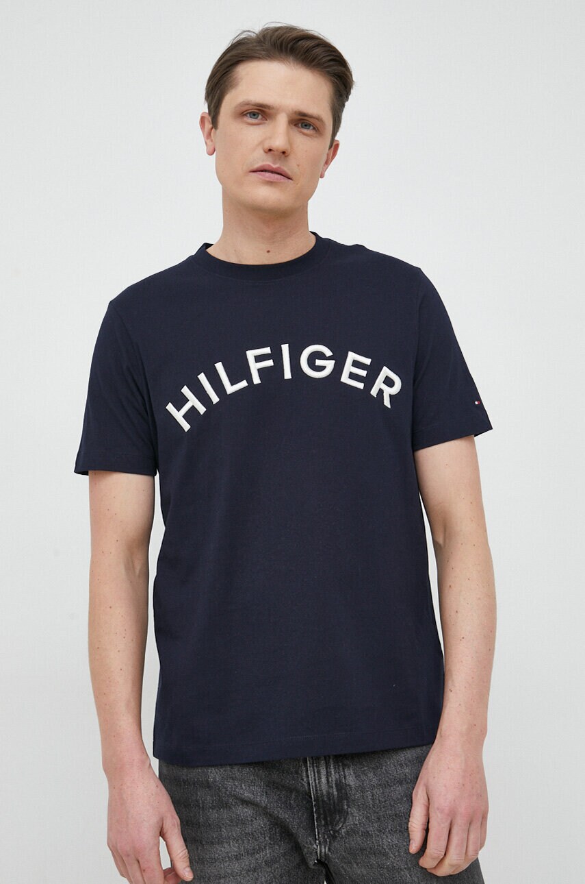 

Хлопковая футболка Tommy Hilfiger цвет синий узорный