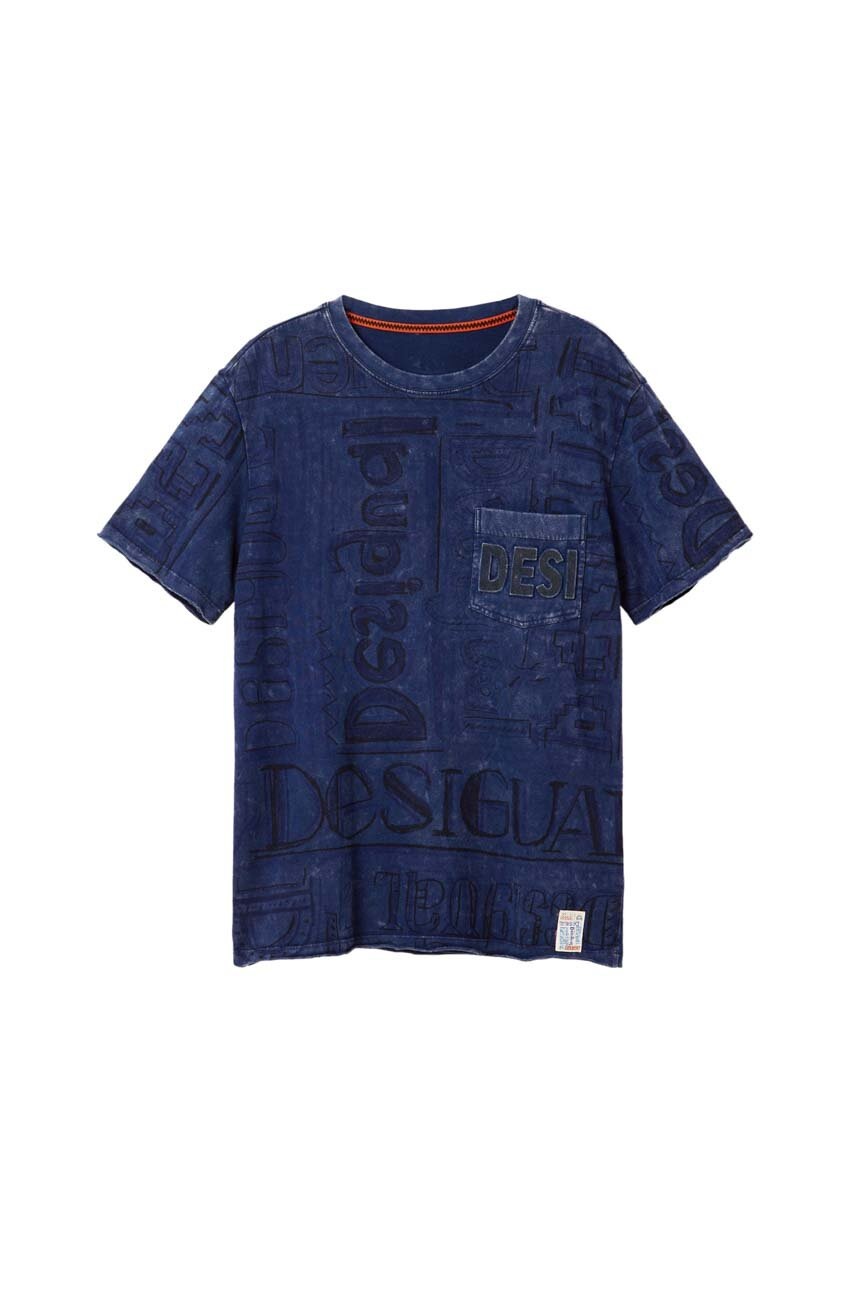 

Памучна тениска Desigual в тъмносиньо, Тъмносин