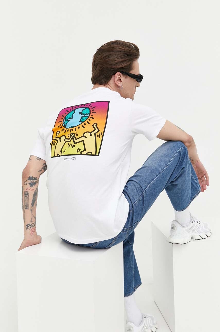

Бавовняна футболка Billabong x Keith Haring колір білий з принтом