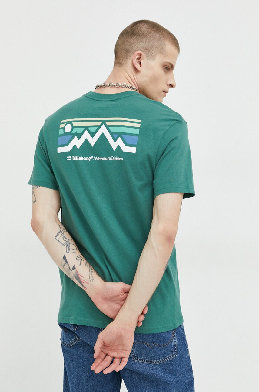 

Памучна тениска Billabong в зелено с принт, Зелен
