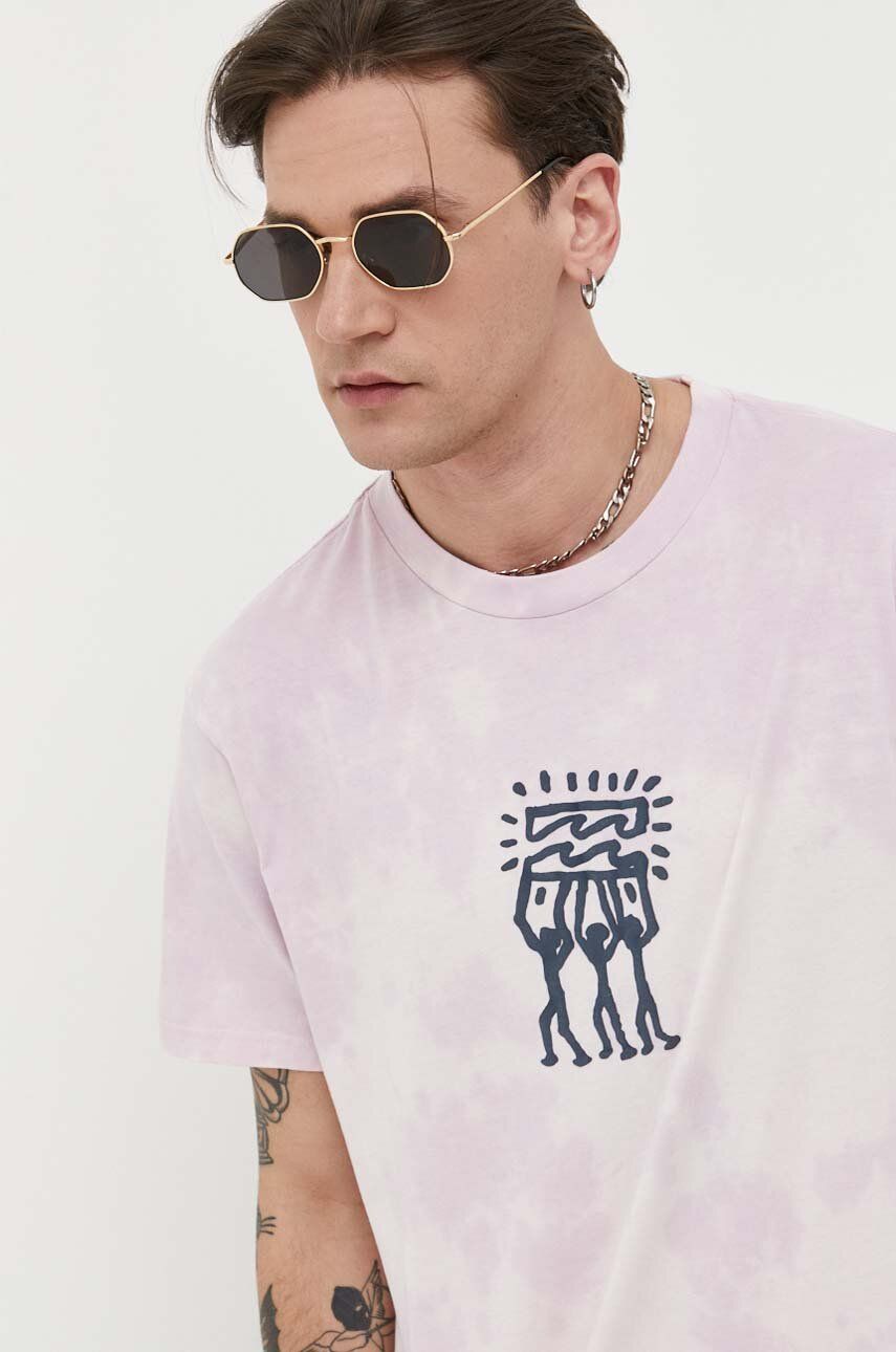 E-shop Bavlněné tričko Billabong růžová barva, s potiskem