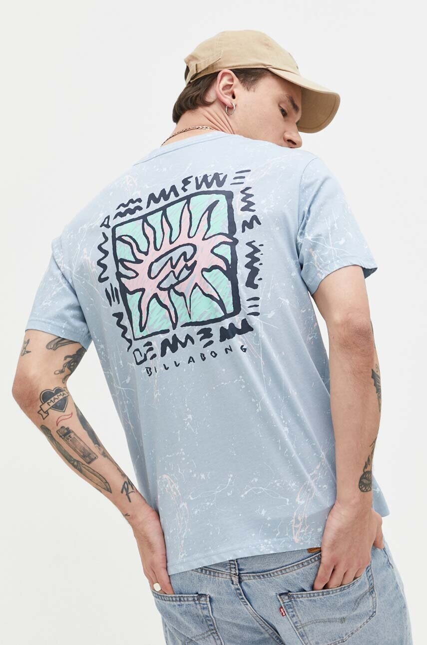 

Памучна тениска Billabong в синьо с десен, Син