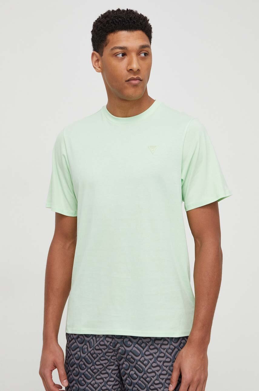 

Памучна тениска Guess в зелено с апликация F3GI00 K8HM0, Зелен