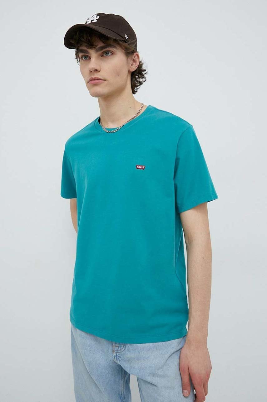 Levi's tricou din bumbac culoarea turcoaz, cu imprimeu
