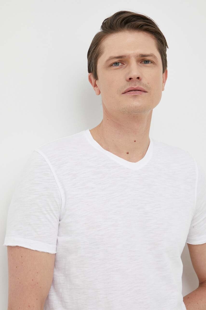 

Бавовняна футболка Sisley колір білий однотонний