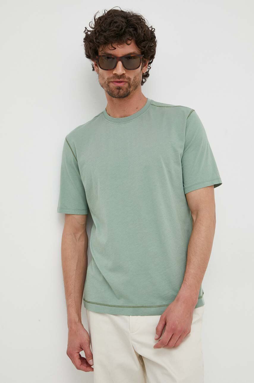Levně Bavlněné tričko Sisley zelená barva