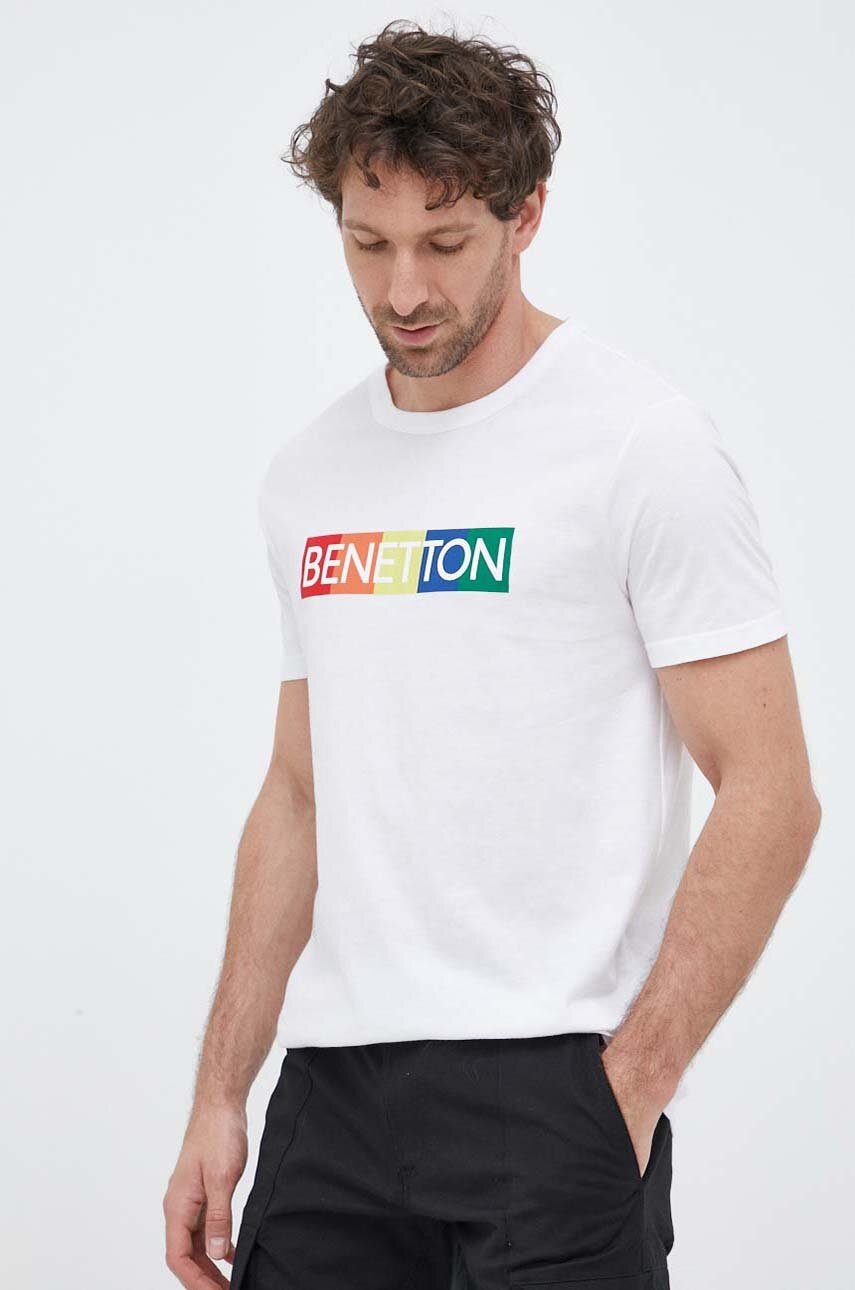 

Бавовняна футболка United Colors of Benetton колір білий з принтом