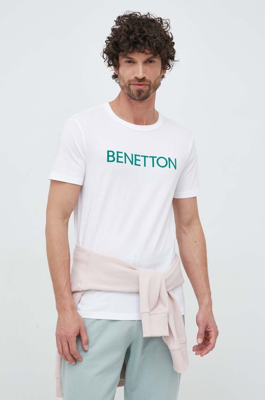 

Бавовняна футболка United Colors of Benetton колір білий з принтом