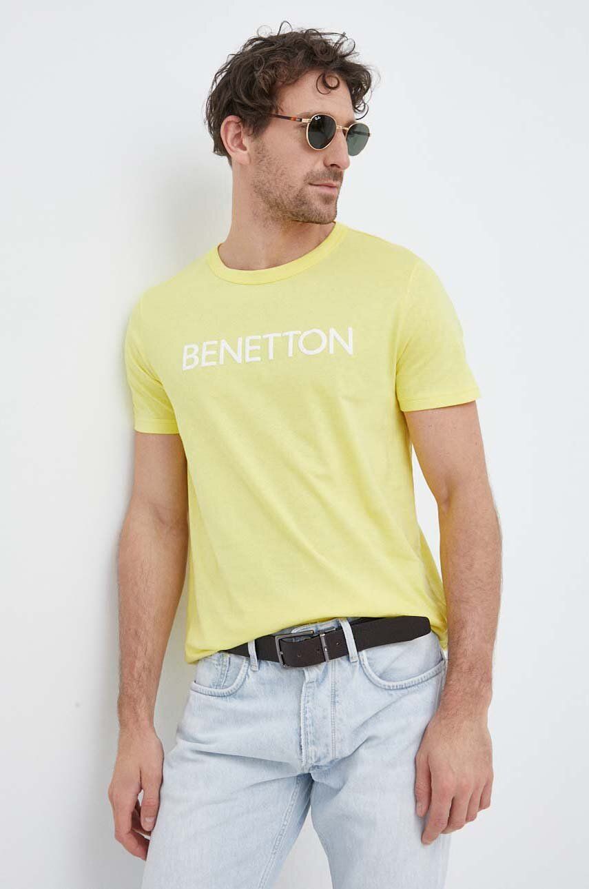 United Colors of Benetton tricou din bumbac culoarea galben, cu imprimeu answear.ro imagine noua