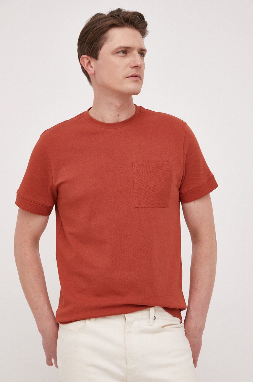 Levně Bavlněné tričko United Colors of Benetton hnědá barva