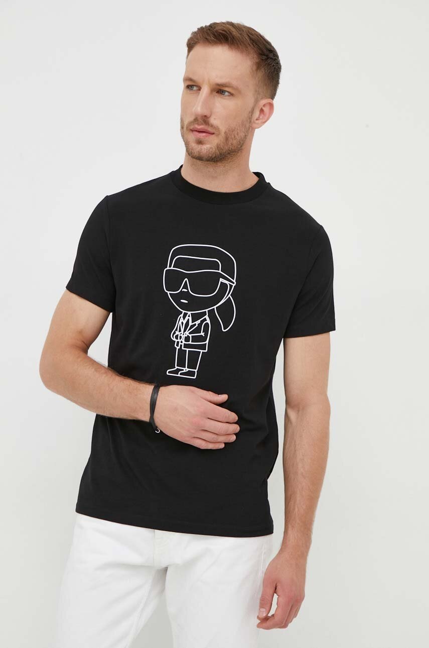 

Футболка Karl Lagerfeld чоловічий колір чорний з принтом