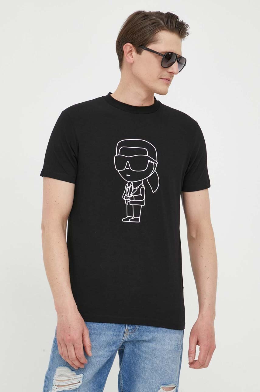 

Тениска Karl Lagerfeld в черно с принт, Черен