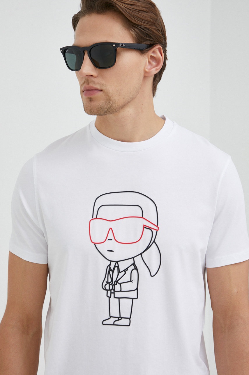 

Футболка Karl Lagerfeld чоловічий колір білий візерунок