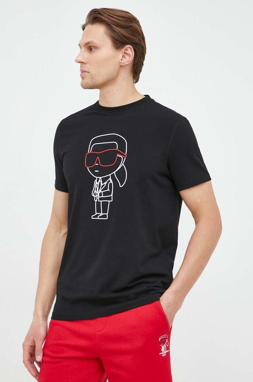 

Футболка Karl Lagerfeld мужской цвет чёрный узорный