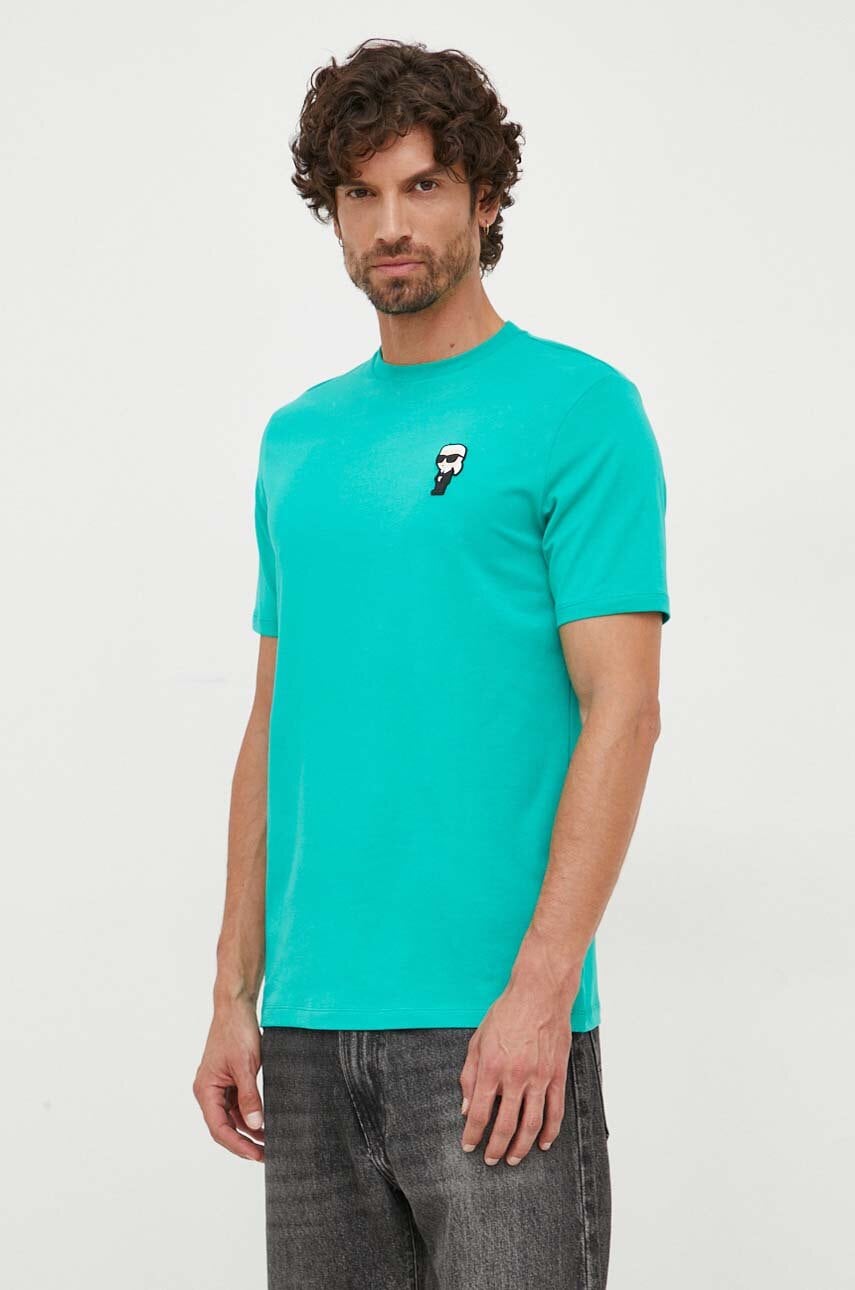 Karl Lagerfeld tricou barbati, culoarea verde, cu imprimeu