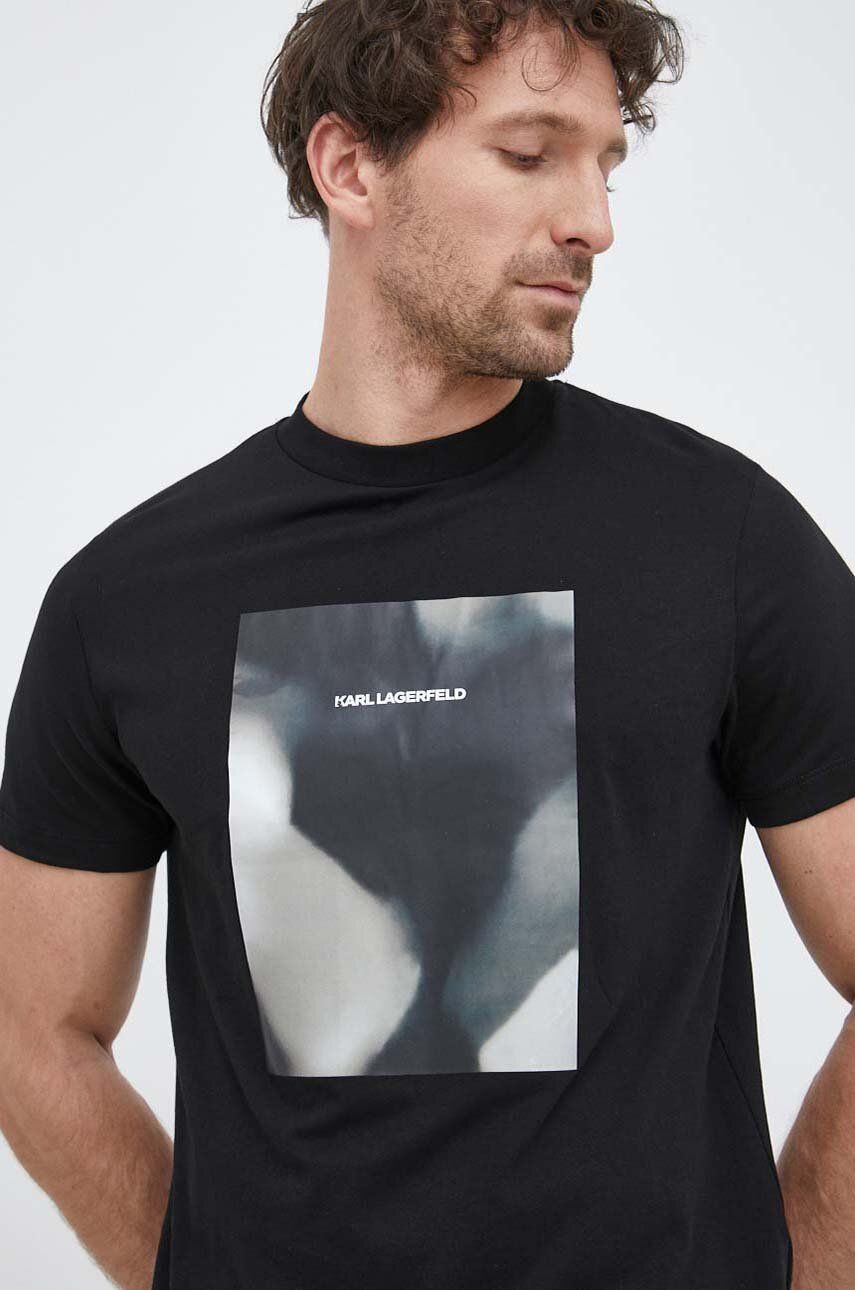 Karl Lagerfeld tricou din bumbac culoarea negru, cu imprimeu answear.ro imagine noua