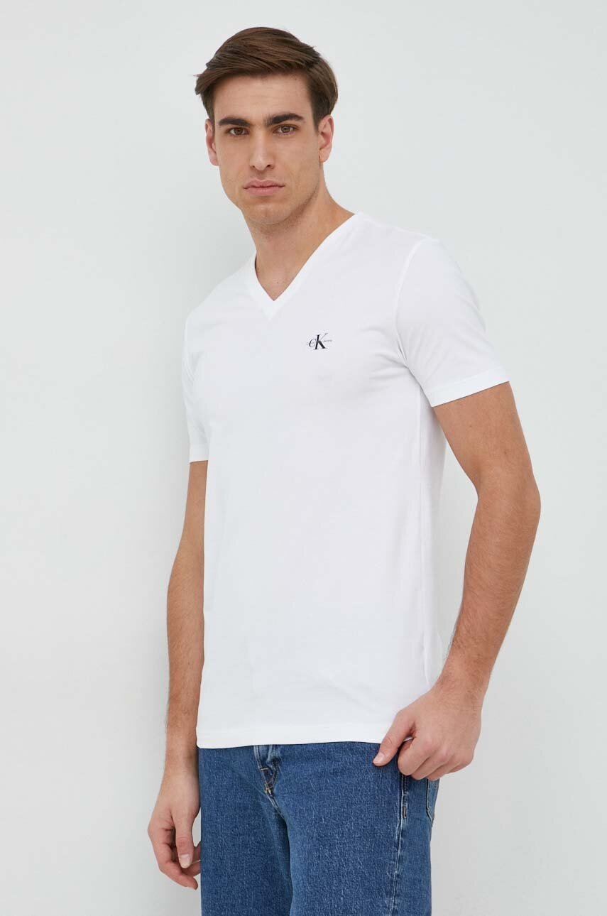 

Тениска Calvin Klein Jeans в бяло с изчистен дизайн, Бял