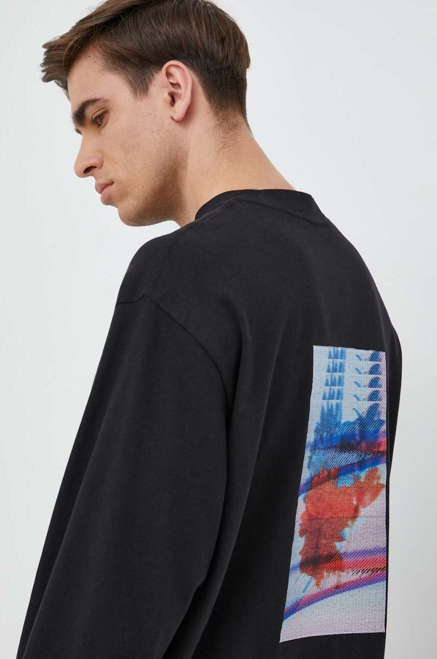 

Памучна блуза с дълги ръкави Calvin Klein Jeans в черно, Черен