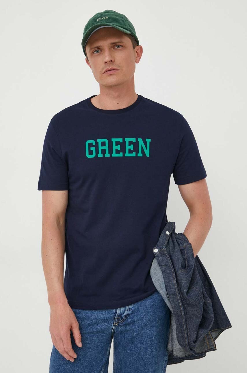 

Бавовняна футболка United Colors of Benetton колір синій з принтом