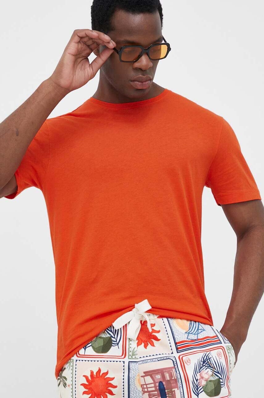 

Бавовняна футболка United Colors of Benetton колір помаранчевий однотонний