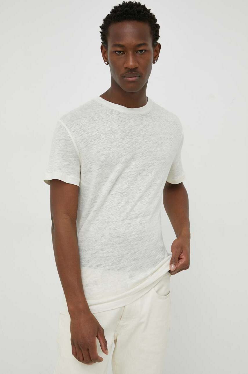 

Льняная футболка Bruuns Bazaar Linen Round цвет бежевый однотонная